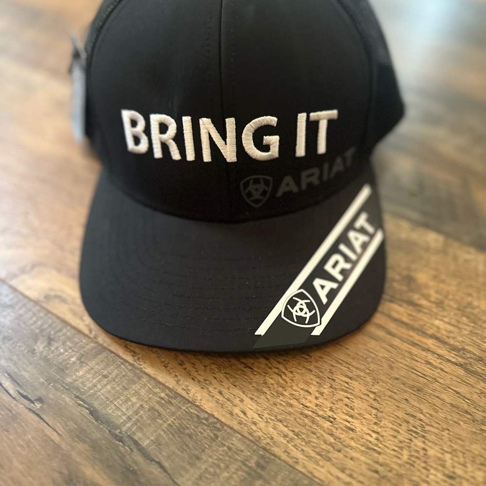Ariat Black Mesh Cap with White Text